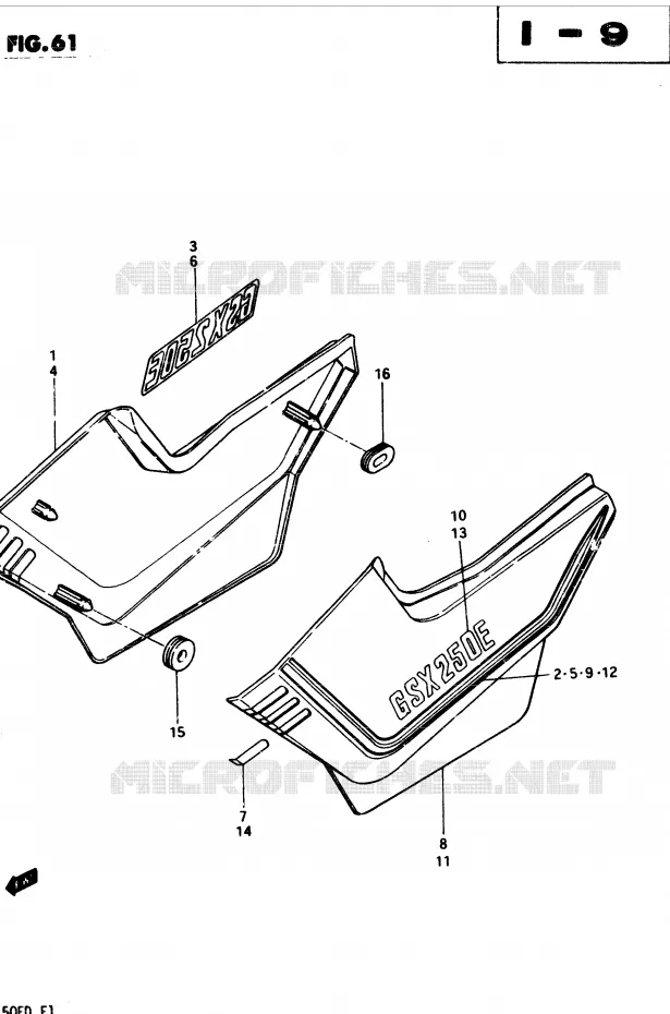 ACHTER KUIP  (MODELE D) Suzuki MOTO 250 GSX 1982  GSX250SZ(Z/D)
