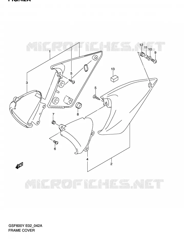 ACHTER KUIP  (MODELE K2/K3/K4) Suzuki MOTO 600 BANDIT 2001  GSF600UK1(E2)