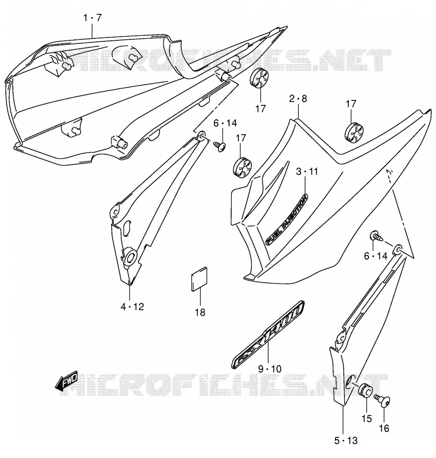 ACHTER KUIP  (MODELE K3) Suzuki MOTO 1400 GSX 2003  GSX1400U1K3(E2)