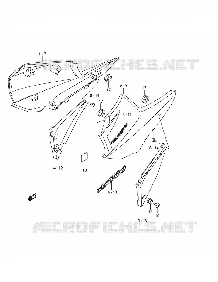 ACHTER KUIP  (MODELE K4/K5) Suzuki MOTO 1400 GSX 2004  GSX1400U1K4(E2)
