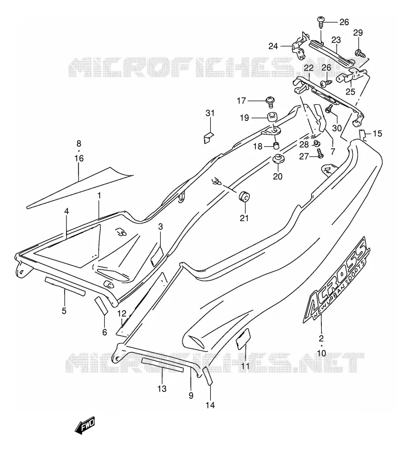 ACHTER KUIP  (MODELE P/R/T) Suzuki MOTO 250 GSX 1992  GSX250FN(E24)