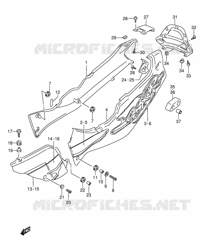 ACHTER KUIP  (MODELE S) Suzuki MOTO 1100 GSX-R 1995  GSX-R1100WS(E28)