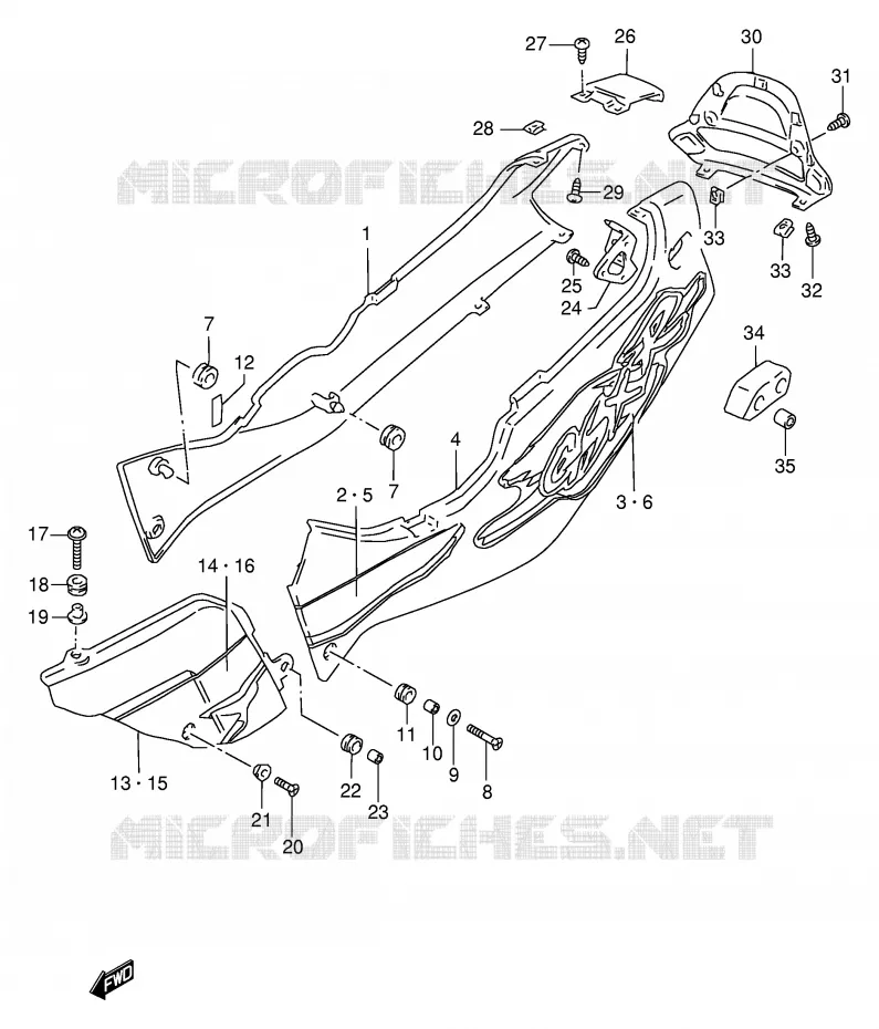 ACHTER KUIP  (MODELE S) Suzuki MOTO 1100 GSX-R 1996  GSX-R1100WSKT(E2)