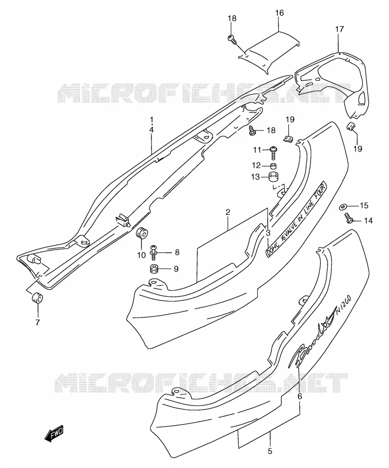 ACHTER KUIP  (MODELE T) Suzuki MOTO 1200 BANDIT 2000  GSF1200SY(E2)