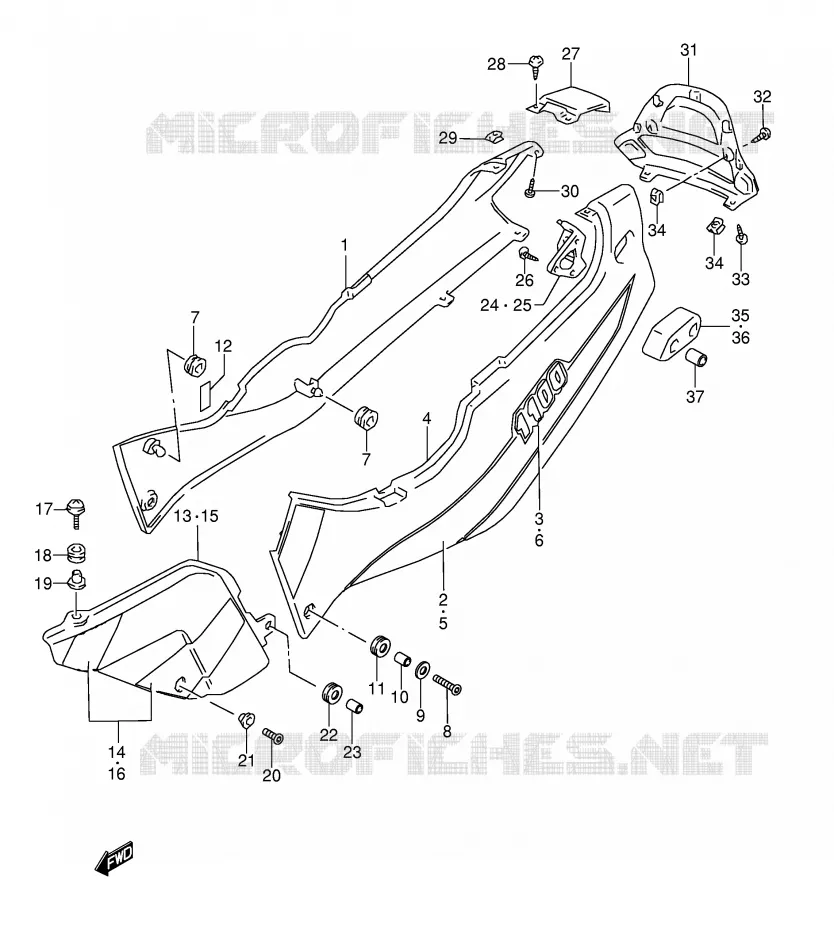 ACHTER KUIP  (MODELE V/W) Suzuki MOTO 1100 GSX-R 1994  GSX-R1100WR(E28)