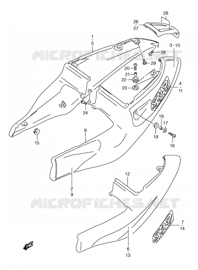 ACHTER KUIP  (MODELE W) Suzuki MOTO 600 GSX-R 2000  GSX-R600Y(E2)