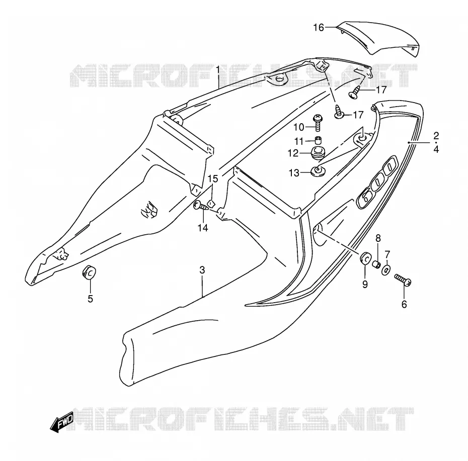 ACHTER KUIP  (MODELE Y FOR BP6) Suzuki MOTO 600 GSX-R 1997  GSX-R600V(E2)