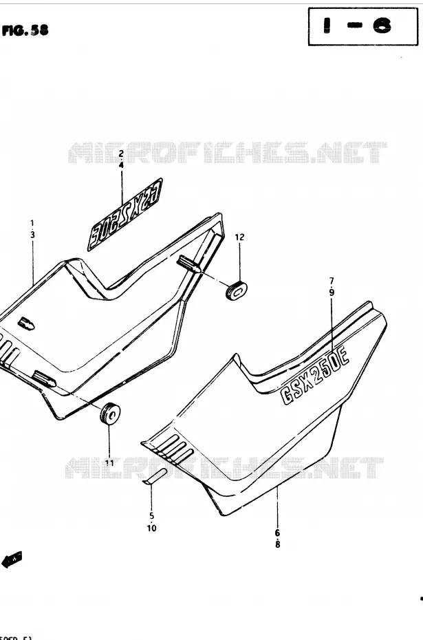 ACHTER KUIP  (MODELE Z) Suzuki MOTO 250 GSX 1982  GSX250ESZ(Z/D)