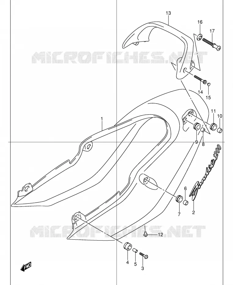 ACHTER KUIP - SEAT COWL (GSF1200K1) Suzuki MOTO 1200 BANDIT 2002  GSF1200SK2(E2)