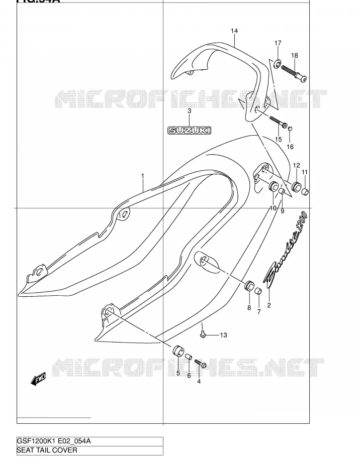 ACHTER KUIP - SEAT COWL (GSF1200K2) Suzuki MOTO 1200 BANDIT 2002  GSF1200SK2(E2)