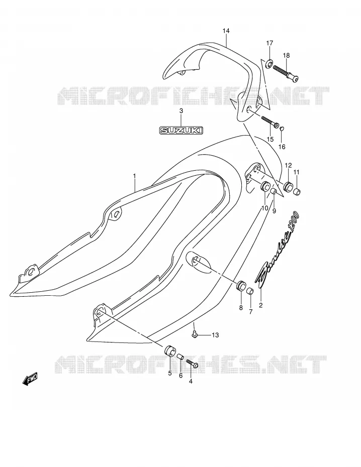 ACHTER KUIP - SEAT COWL (GSF1200K4) Suzuki MOTO 1200 BANDIT 2004  GSF1200K4(E2)