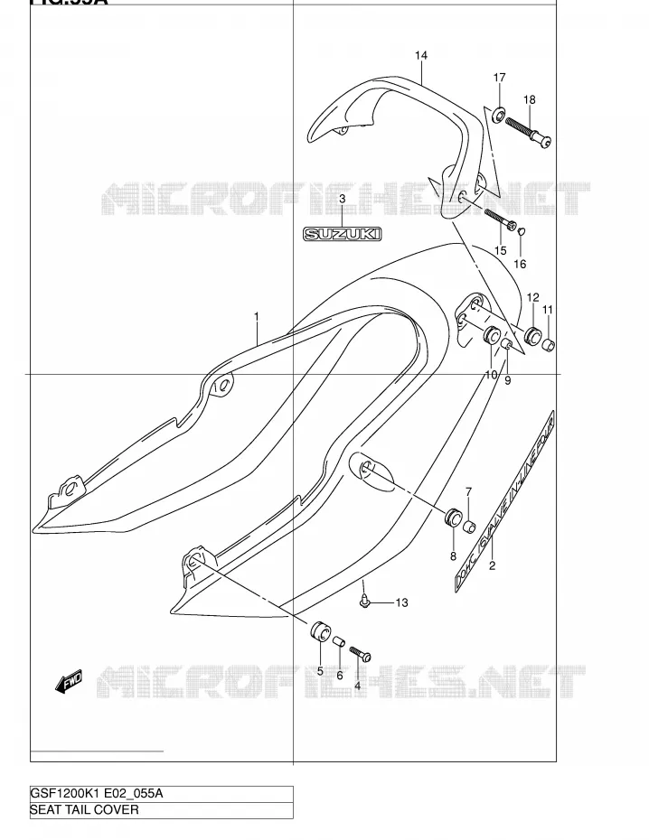 ACHTER KUIP - SEAT COWL (GSF1200SK2) Suzuki MOTO 1200 BANDIT 2005  GSF1200SZK5(E2)