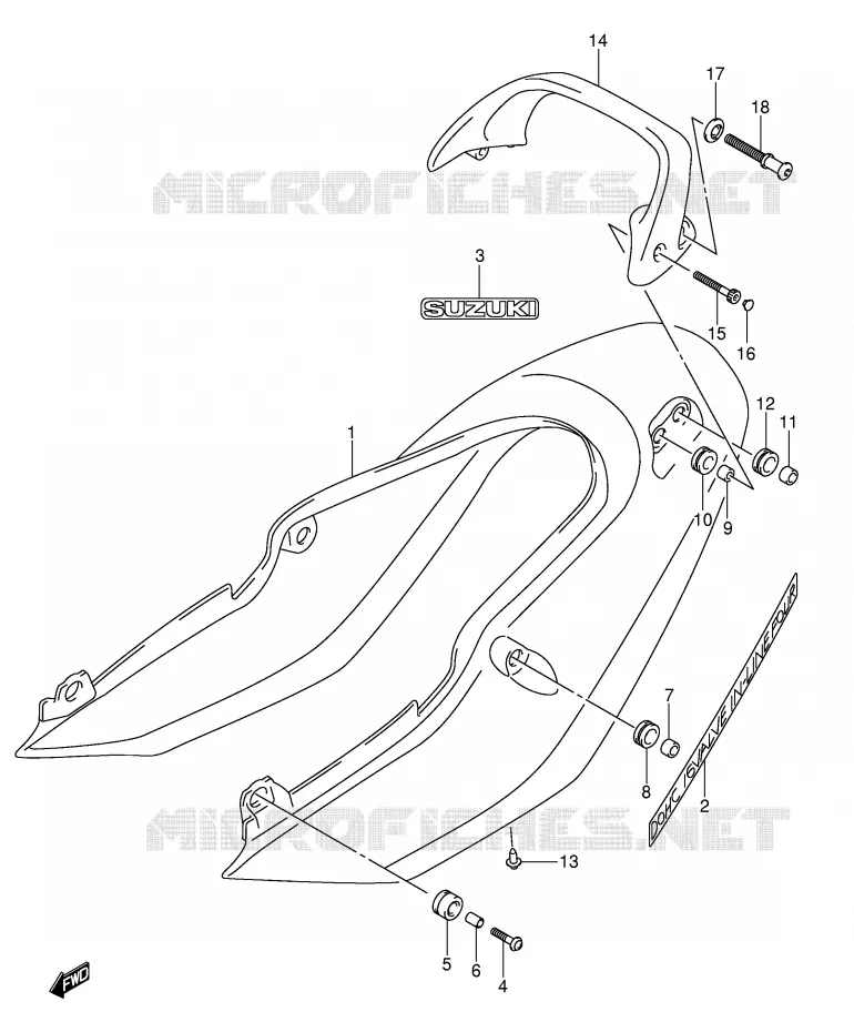 ACHTER KUIP - SEAT COWL (GSF1200SK3) Suzuki MOTO 1200 BANDIT 2004  GSF1200SK4(E2)