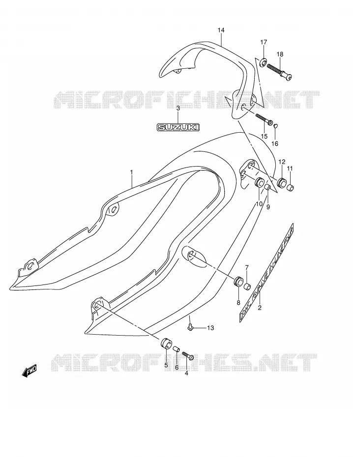 ACHTER KUIP - SEAT COWL (GSF1200SK4) Suzuki MOTO 1200 BANDIT 2005  GSF1200K5(E2)