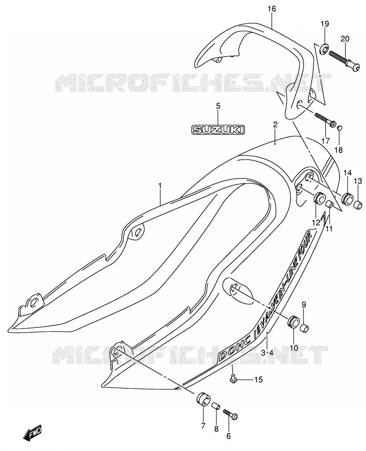 ACHTER KUIP - SEAT COWL (GSF1200SZK5) Suzuki MOTO 1200 BANDIT 2004  GSF1200SK4(E2)