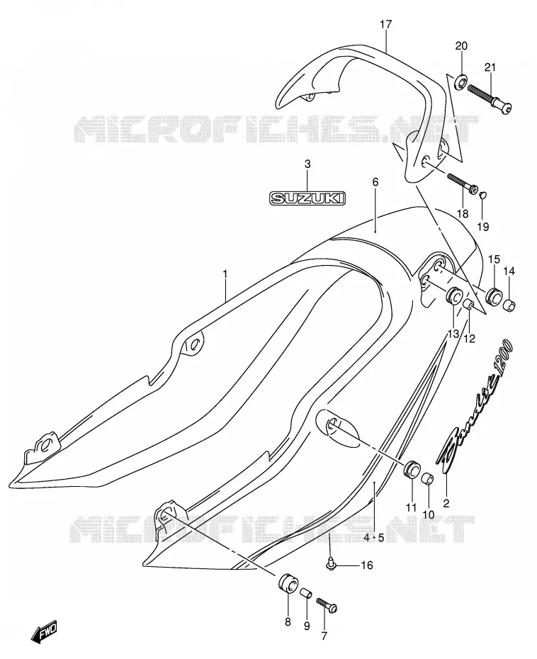 ACHTER KUIP - SEAT COWL (GSF1200ZK4) Suzuki MOTO 1200 BANDIT 2004  GSF1200SK4(E2)