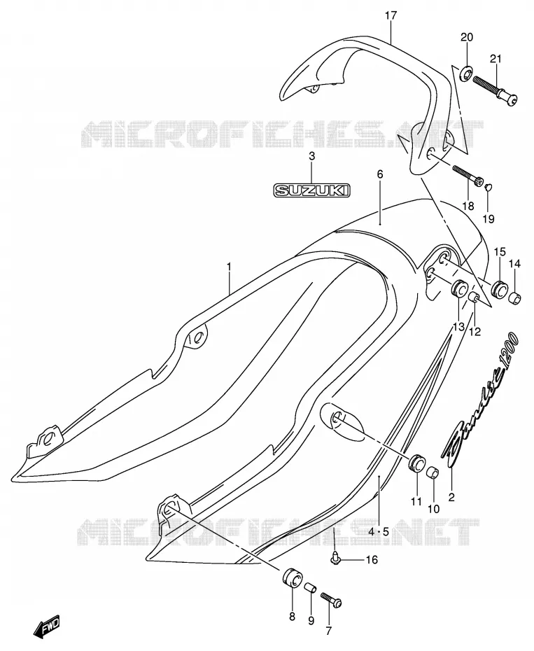 ACHTER KUIP - SEAT COWL (GSF1200ZK5) Suzuki MOTO 1200 BANDIT 2003  GSF1200SK3(E2)