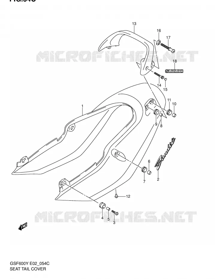 ACHTER KUIP - SEAT COWL (GSF600K2/UK2) Suzuki MOTO 600 BANDIT 2003  GSF600SK3(E2)