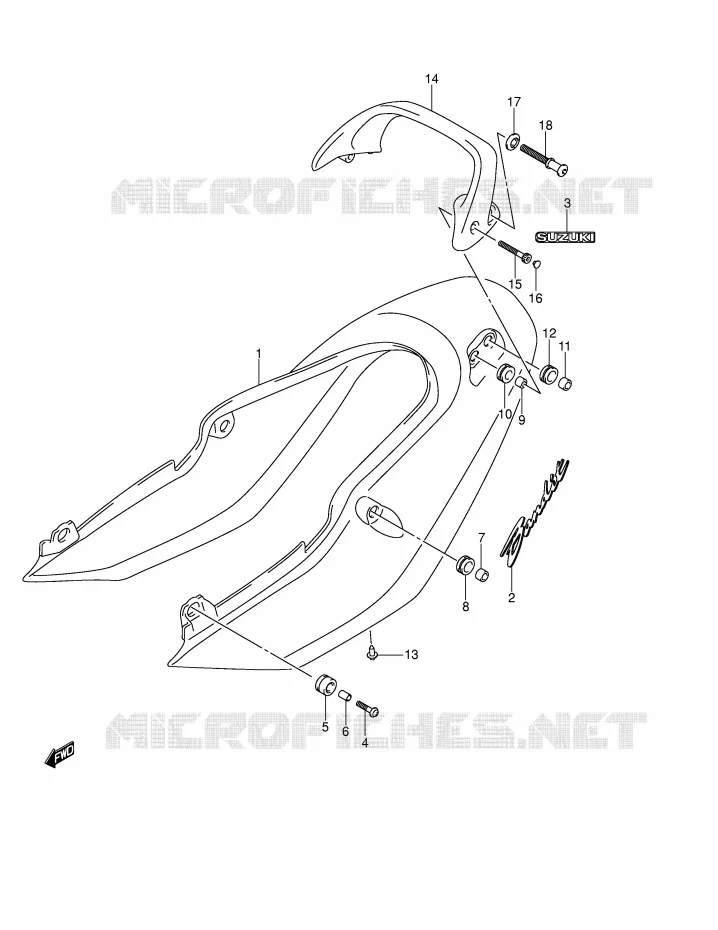 ACHTER KUIP - SEAT COWL (GSF600K4/UK4) Suzuki MOTO 600 BANDIT 2004  GSF600K4(E2)