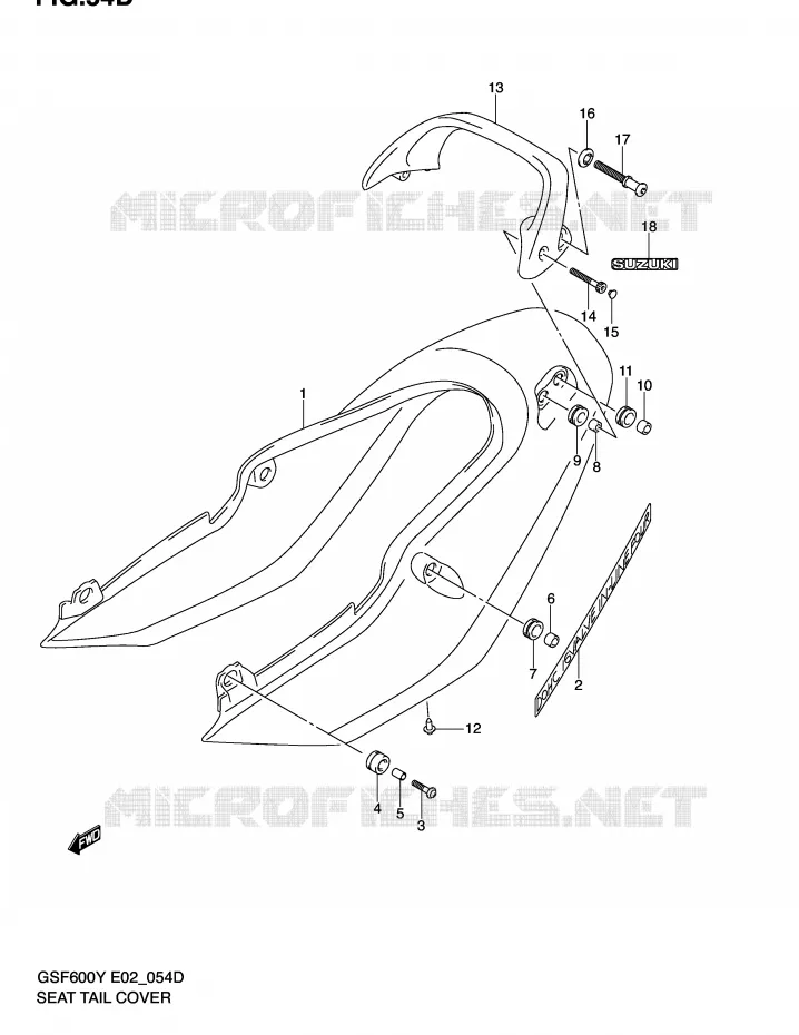 ACHTER KUIP - SEAT COWL (GSF600SK2/SUK2) Suzuki MOTO 600 BANDIT 2000  GSF600UY(E2)