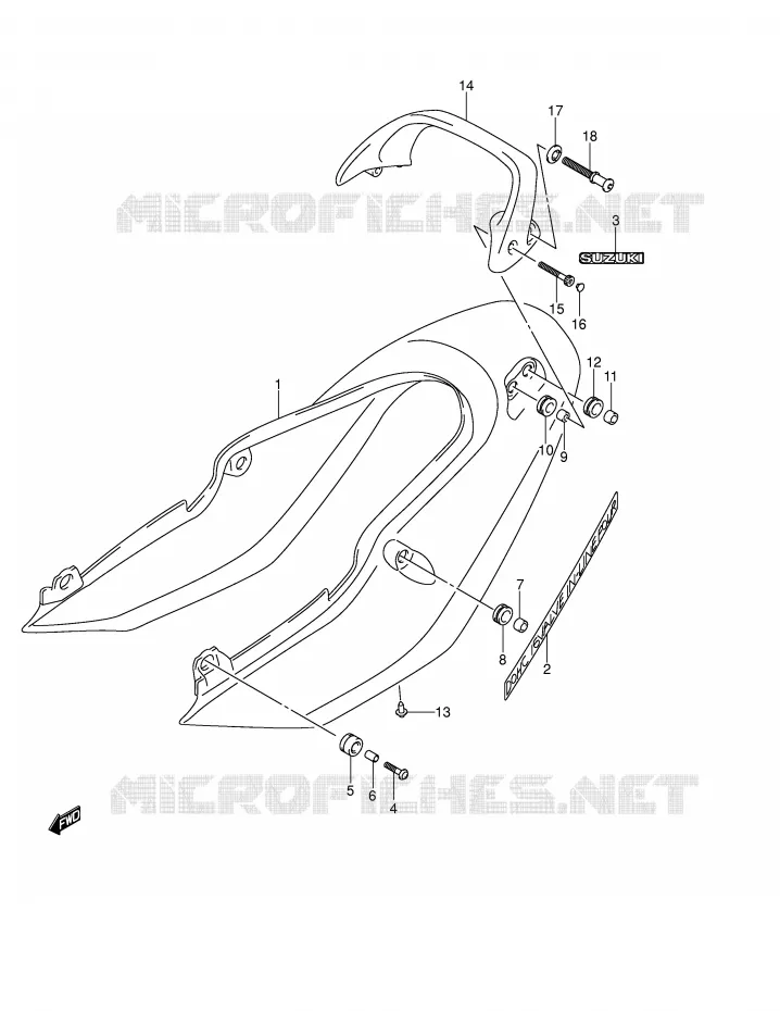 ACHTER KUIP - SEAT COWL (GSF600SK4/SUK4) Suzuki MOTO 600 BANDIT 2004  GSF600SUK4(E2)
