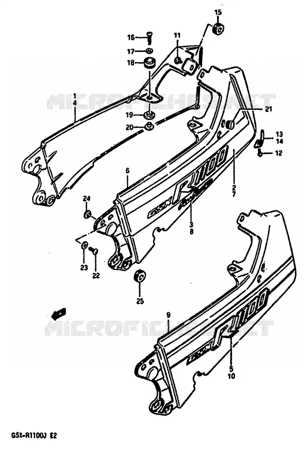 ACHTER KUIP - SEAT COWL (MODELE G/H) Suzuki MOTO 1100 GSX-R 1988  GSX-R1100J(G/H/J)