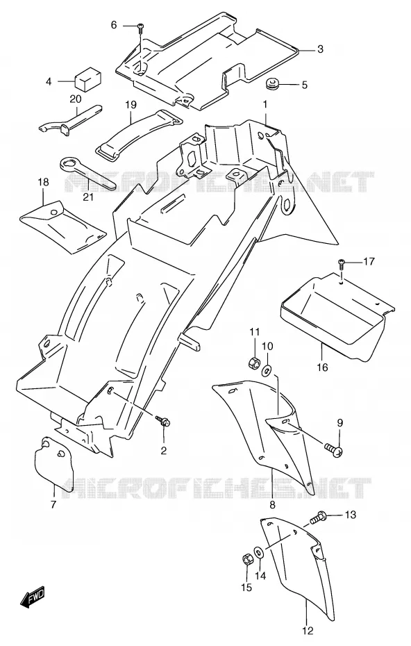 ACHTERSPATBORD (GSF1200SAV/SAW/SAX/SAY) Suzuki MOTO 1200 BANDIT 2000  GSF1200SAY(E2)