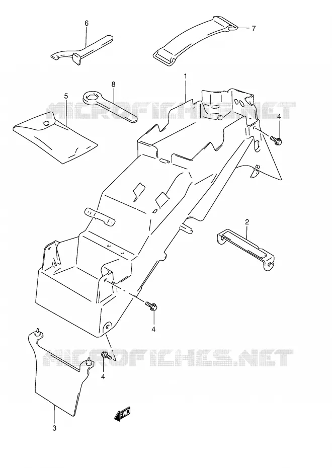 ACHTERSPATBORD (GSF1200ST/SV/SW/SX/SY) Suzuki MOTO 1200 BANDIT 1998  GSF1200SW(E28)