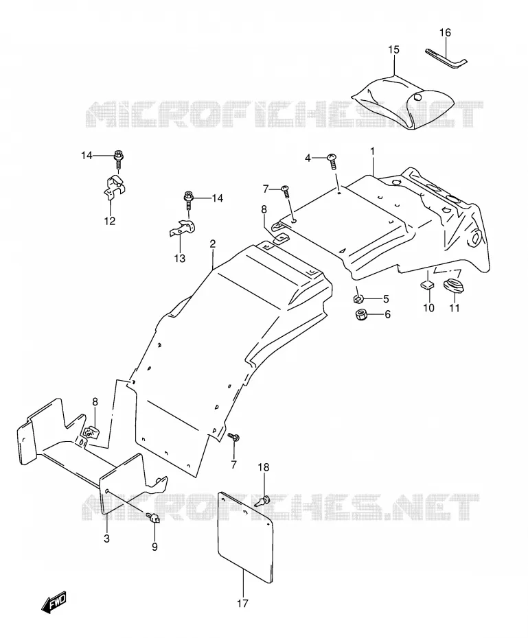 ACHTERSPATBORD (MODELE P/R) Suzuki MOTO 1100 GSX-R 1995  GSX-R1100WSKS(E28)