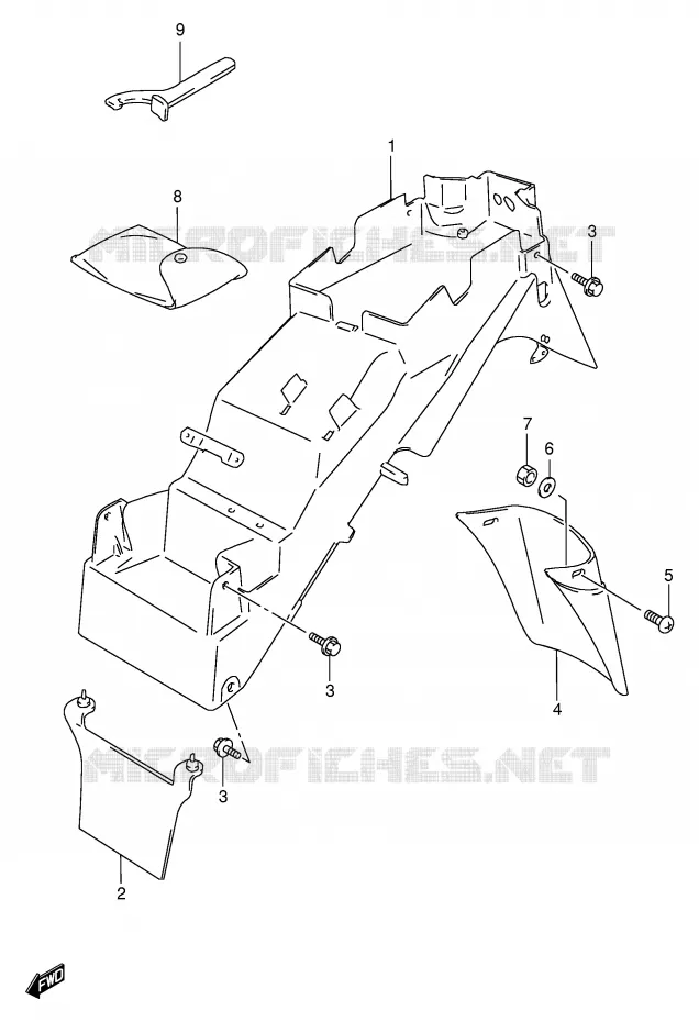 ACHTERSPATBORD (MODELE S) Suzuki MOTO 600 BANDIT 1997  GSF600SUV(E2)
