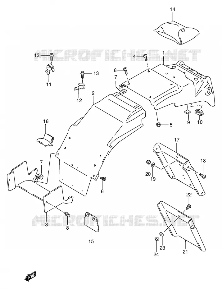 ACHTERSPATBORD (MODELE T/V/W) Suzuki MOTO 1100 GSX-R 1996  GSX-R1100WSKT(E2)
