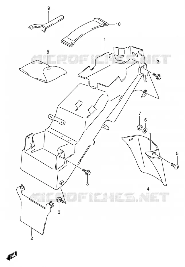 ACHTERSPATBORD (MODELE T/V/W/X) Suzuki MOTO 600 BANDIT 1998  GSF600W(E2)