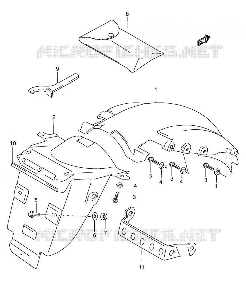 ACHTERSPATBORD Suzuki MOTO 250 GSX 1993  GSX250FP(E24)
