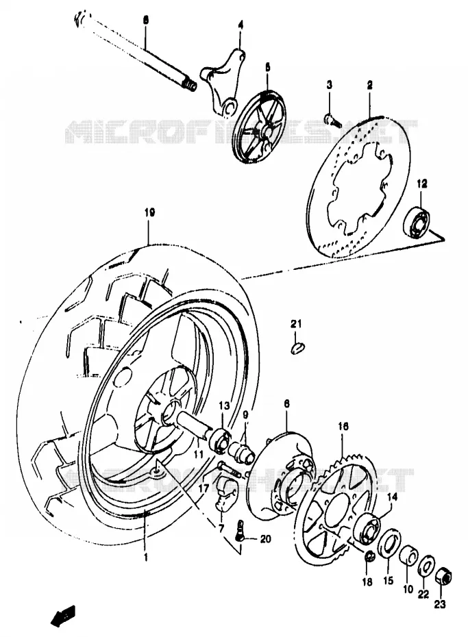 ACHTERWIEL (GSF1200SAV/SAW/SAX/SAY) Suzuki MOTO 1200 BANDIT 2000  GSF1200SY(T/V/W/X/Y)