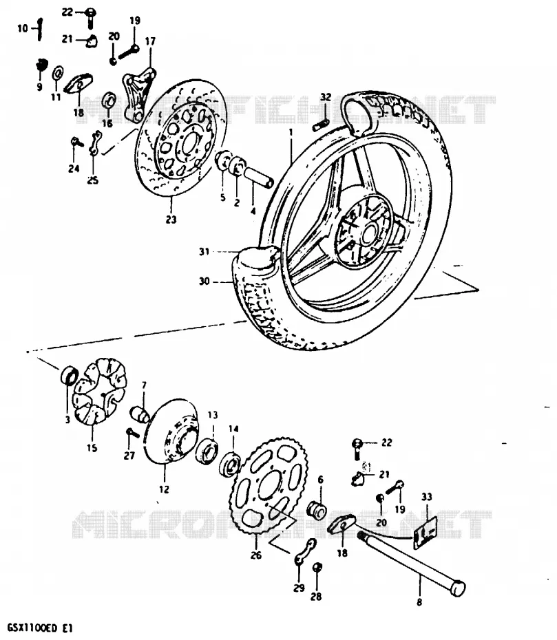 ACHTERWIEL (GSX1100ED/EXD/ESD) Suzuki MOTO 1100 GSX-E 1982  GSX1100EZ(Z/D)