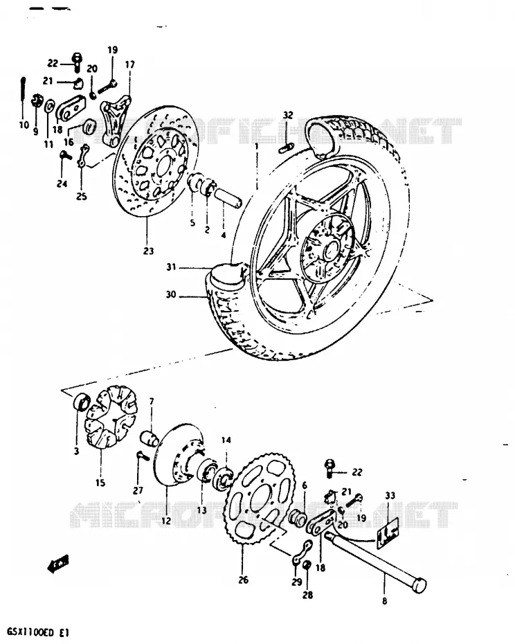 ACHTERWIEL (GSX1100EZ) Suzuki MOTO 1100 GSX-E 1982  GSX1100EZ(Z/D)