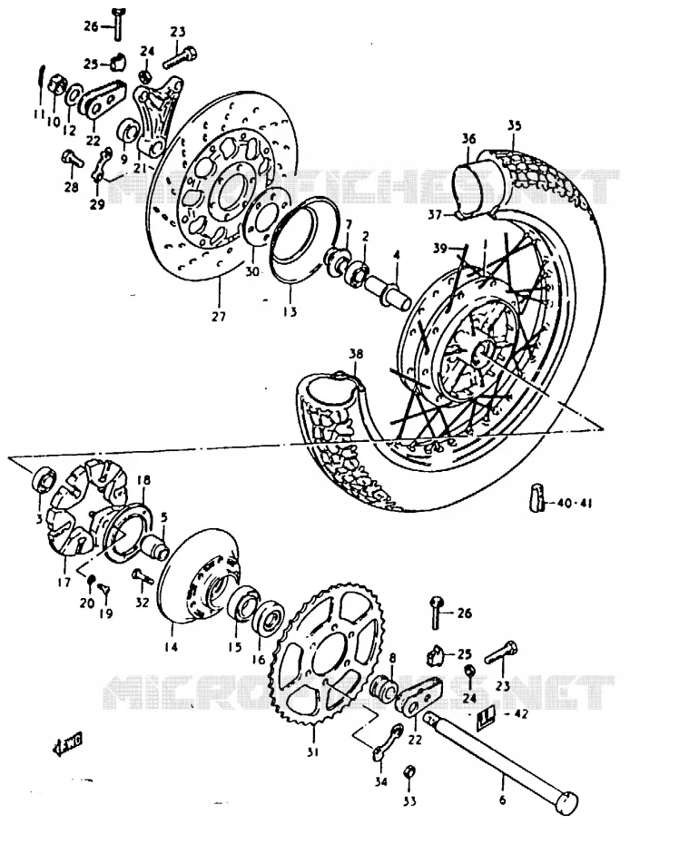ACHTERWIEL (GSX1100T, GSX1100X) Suzuki MOTO 1100 GSX-E 1981  GSX1100EX(T/X)