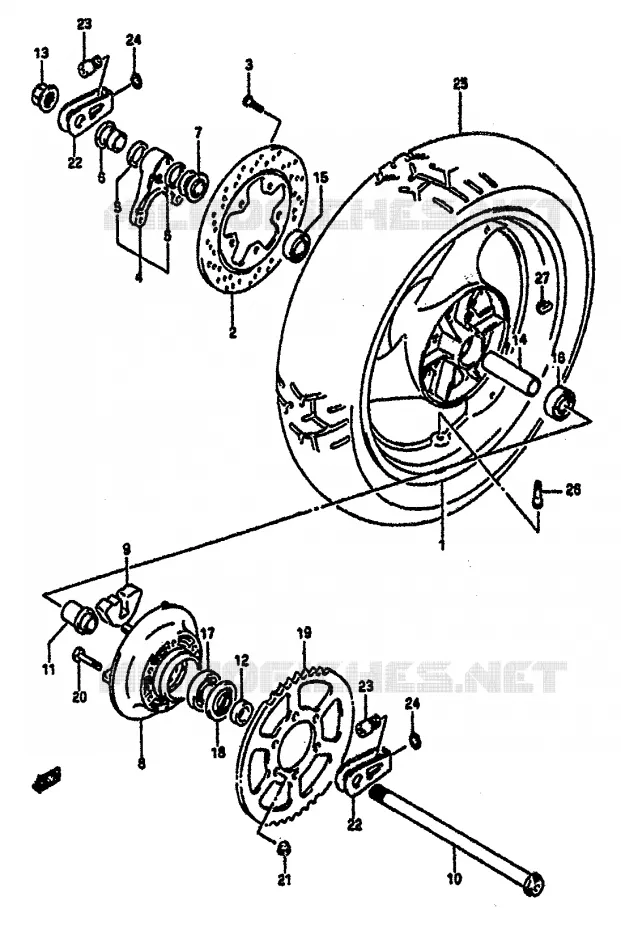 ACHTERWIEL Suzuki MOTO 1100 GSX-R 1992  GSX-R1100 N (M/N)