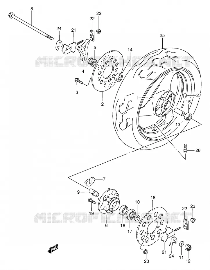 ACHTERWIEL Suzuki MOTO 250 GSX 1991  GSX250FM(E24)