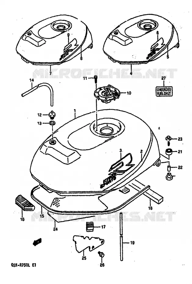 BENZINETANK (MODELE K) Suzuki MOTO 750 GSX-R 1989  GSX-R750K(K/L/M)