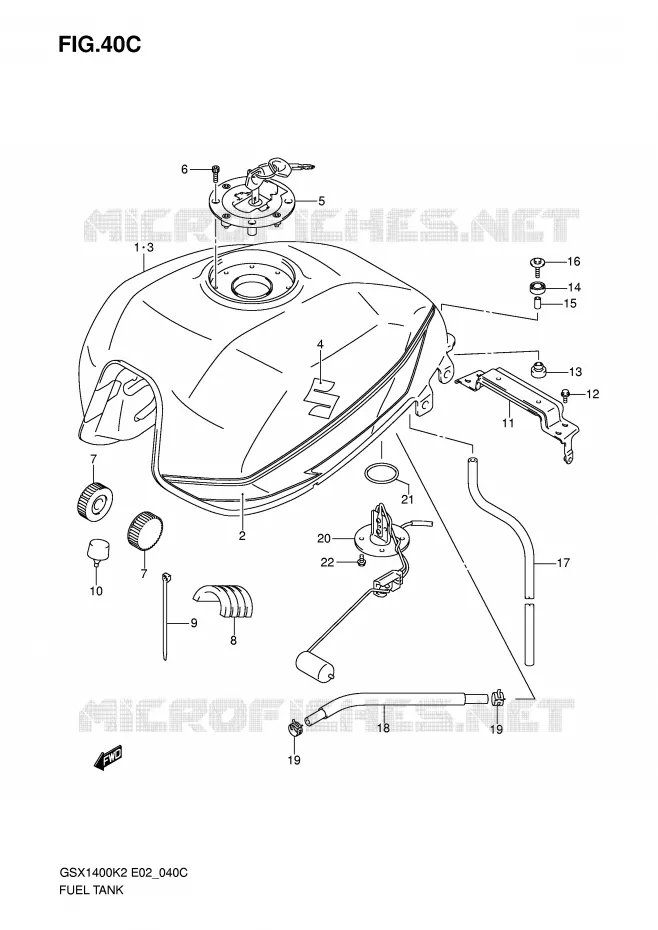 BENZINETANK (MODELE K5) Suzuki MOTO 1400 GSX 2003  GSX1400U1K3(E2)