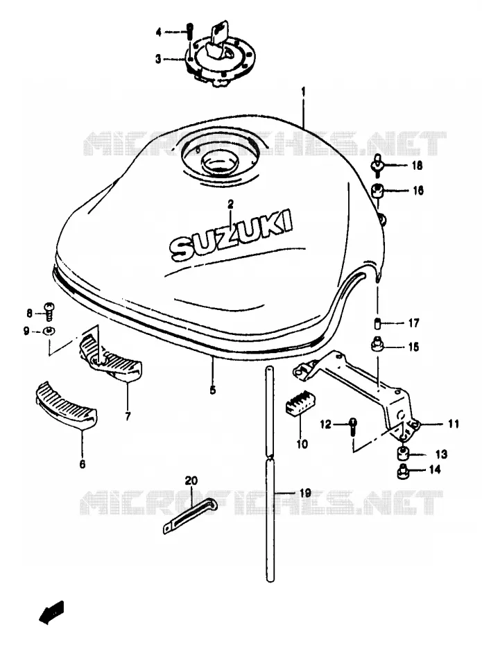 BENZINETANK (MODELE T/V) Suzuki MOTO 1200 BANDIT 1997  GSF1200V(T/V/W/X/Y)