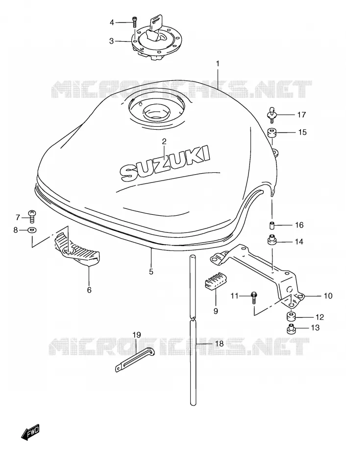 BENZINETANK (MODELE W/X) Suzuki MOTO 1200 BANDIT 2000  GSF1200Y/GSF1200SY/GSF1200SAY