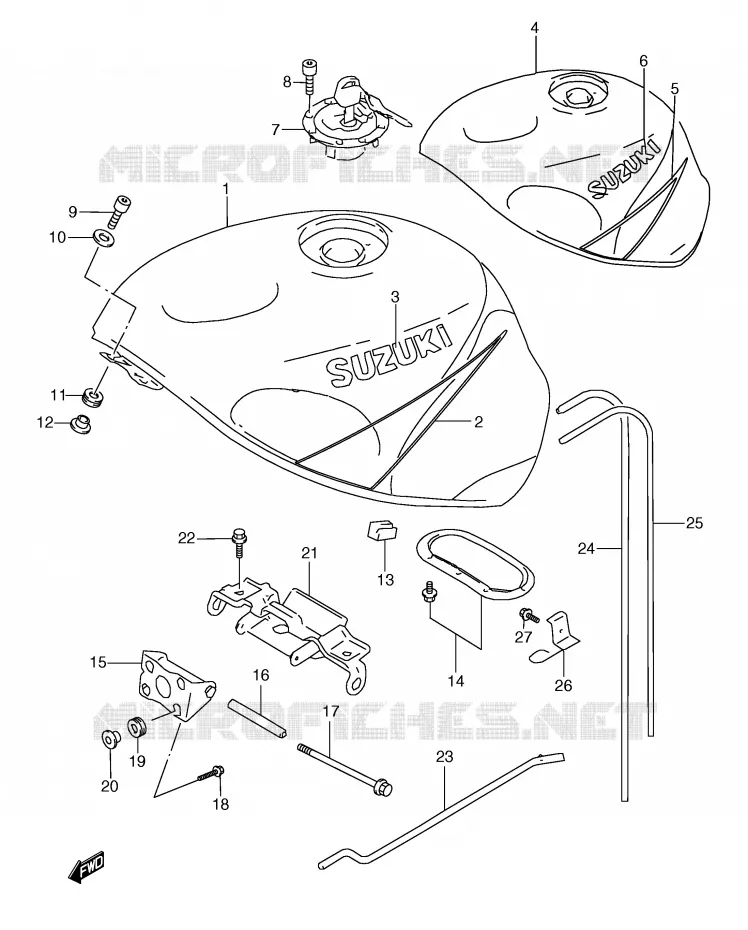 BENZINETANK (MODELE Y FOR L99,BP9,CE2) Suzuki MOTO 600 GSX-R 1997  GSX-R600V(E2)