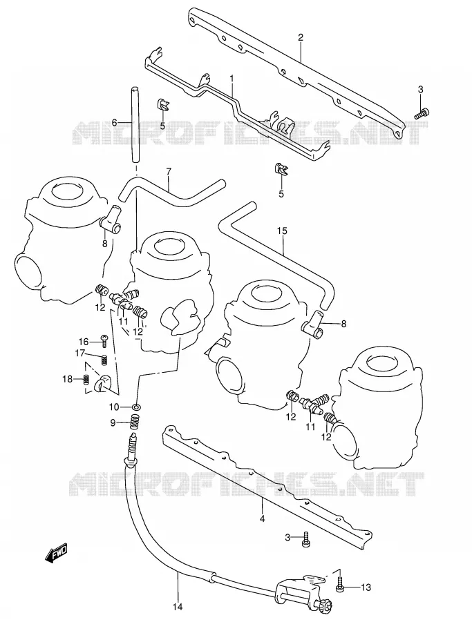 CARBURETOR AANSLUITINGEN (MODELE V/W) Suzuki MOTO 1100 GSX-R 1996  GSX-R1100WT(E28)