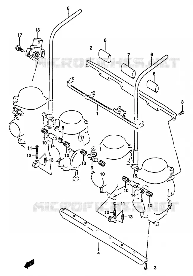 CARBURETOR AANSLUITINGEN Suzuki MOTO 1200 BANDIT 1997  GSF1200V/GSF1200SV/GSF1200SAV