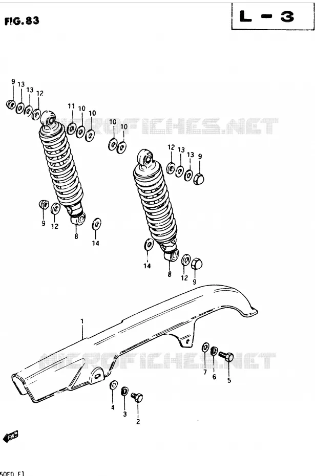 CHAIN ??GUARD - ACHTER SCHOKDEMPER Suzuki MOTO 250 GSX 1983  GSX250ESD(Z/D)