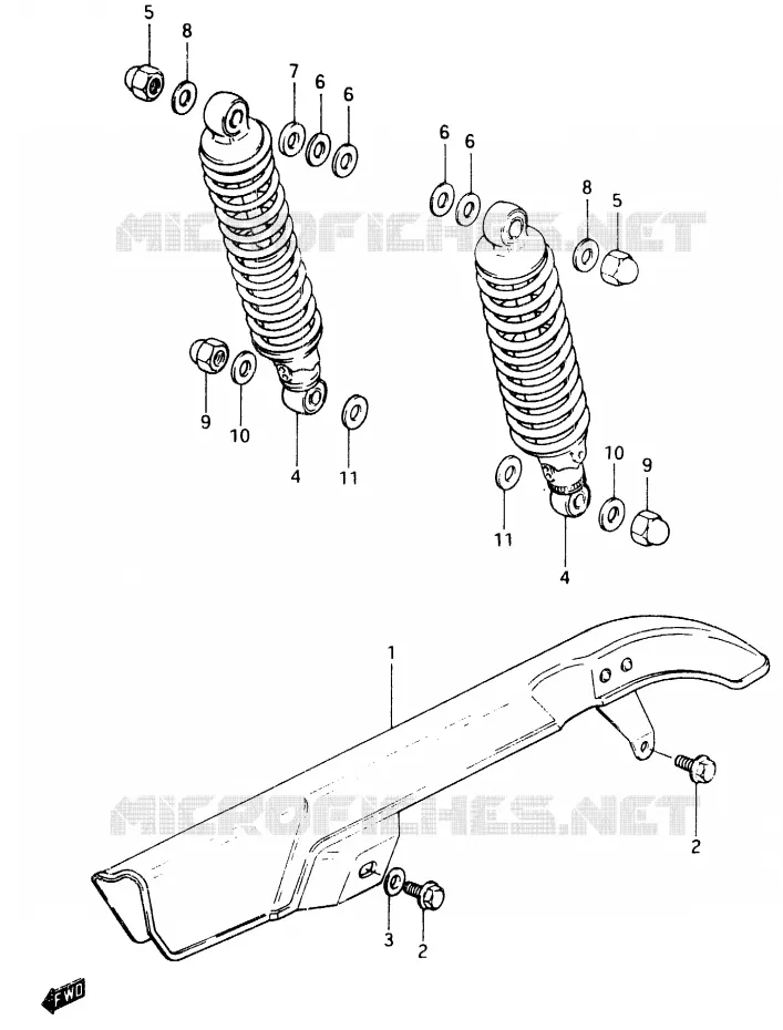 CHAIN ??GUARD - ACHTER SCHOKDEMPER Suzuki MOTO 400 GSX 1983  GSX400FD
