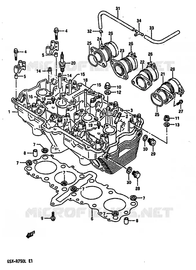 CILINDERKOP (MODELE L) Suzuki MOTO 750 GSX-R 1989  GSX-R750K(K/L/M)
