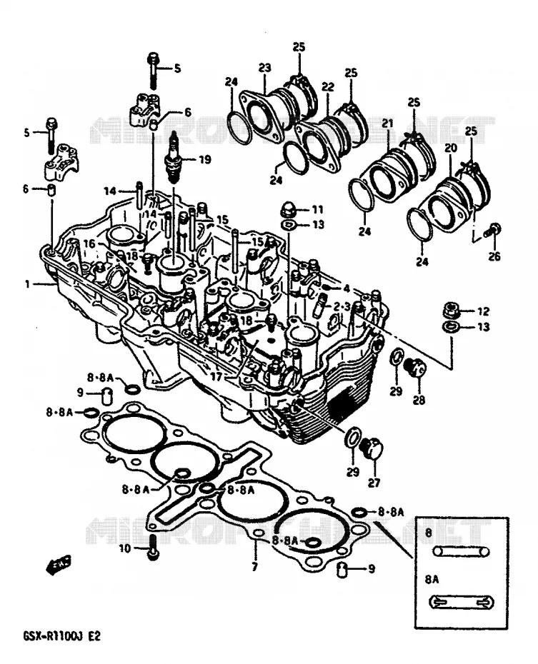 CILINDERKOP Suzuki MOTO 1100 GSX-R 1988  GSX-R1100J(G/H/J)
